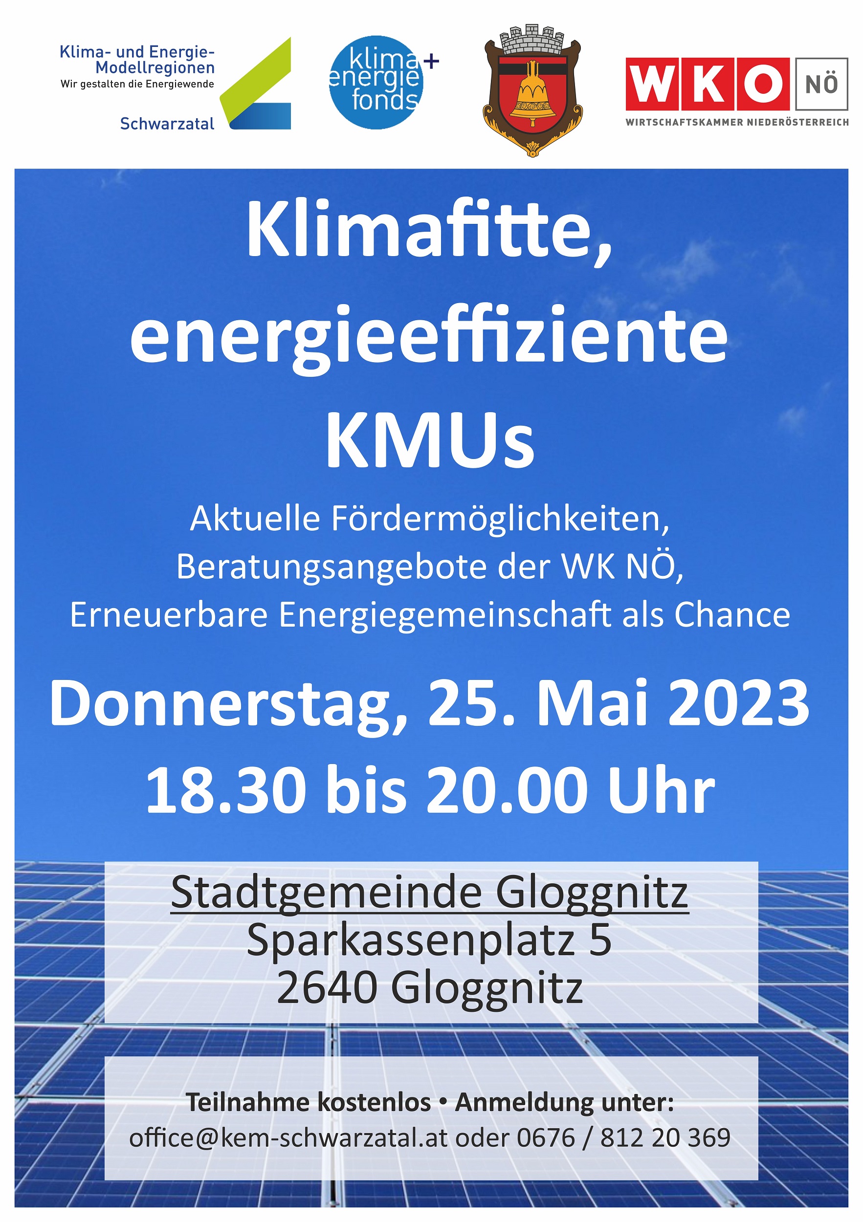 Klimafitte, Energieeffiziente KMUs - Aktuelle Fördermöglichkeiten, Beratungsangebotsangebote der WK NÖ, Erneuerbare Energiegemeinschaften als Chance